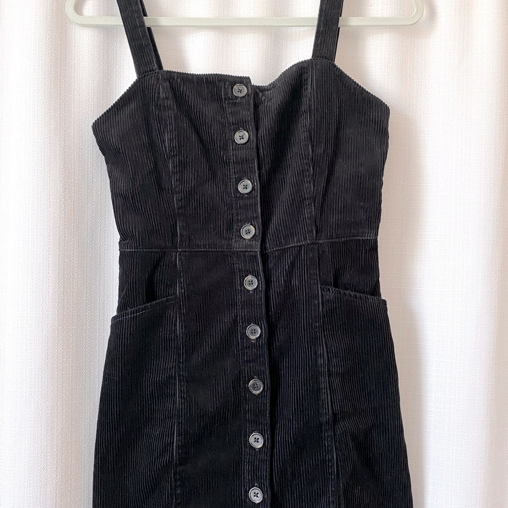 Corduroy Mini Dress With Buttons